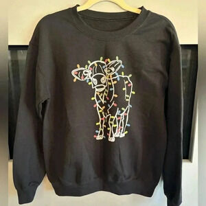 Christmas Holiday Cow crew neck sweatshirt in black size small